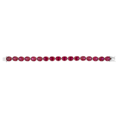Sterlings Silver Created Ruby 18.4cm Tennis Bracelet