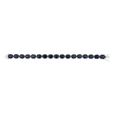 Sterling Silver Created Sapphire 18.4cm Tennis Bracelet