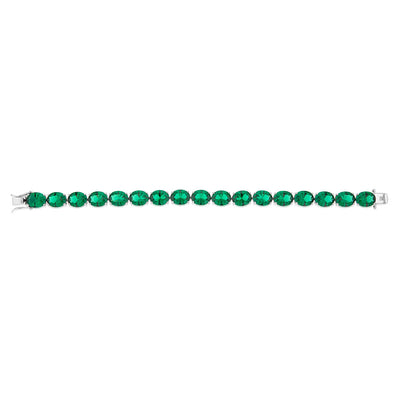 Sterling Silver Created Emerald 18.4cm Tennis Bracelet