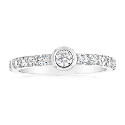 Sterling Silver Rhodium Plated White Cubic Zirconia Fancy Ring