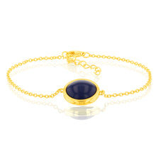 Load image into Gallery viewer, Sterling Silver Gold Plated Synthetic Lapis 16+3cm Bracelet