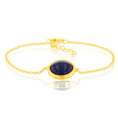 Sterling Silver Gold Plated Synthetic Lapis 16+3cm Bracelet