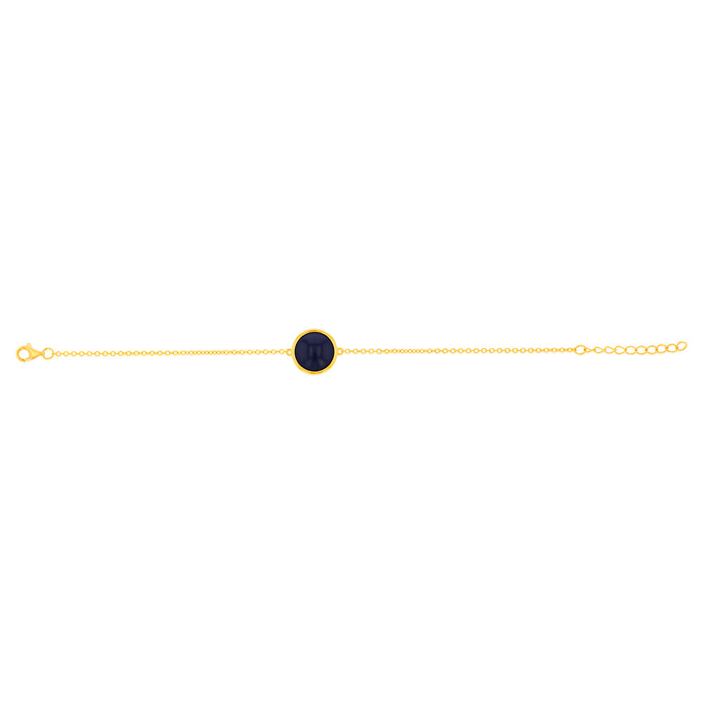 Sterling Silver Gold Plated Synthetic Lapis 16+3cm Bracelet