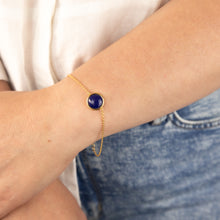 Load image into Gallery viewer, Sterling Silver Gold Plated Synthetic Lapis 16+3cm Bracelet