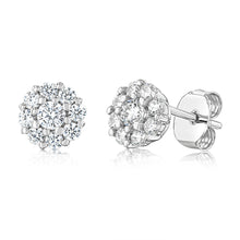 Load image into Gallery viewer, Sterling Silver Rhodium Plated Round White Cubic Zirconia Stud Earrings
