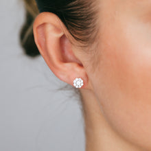 Load image into Gallery viewer, Sterling Silver Rhodium Plated Round White Cubic Zirconia Stud Earrings