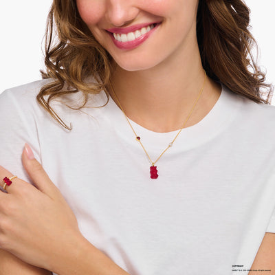 Thomas Sabo Gold Plated Sterling Silver Haribo Red Bear Pendant On 40-45cm Chain