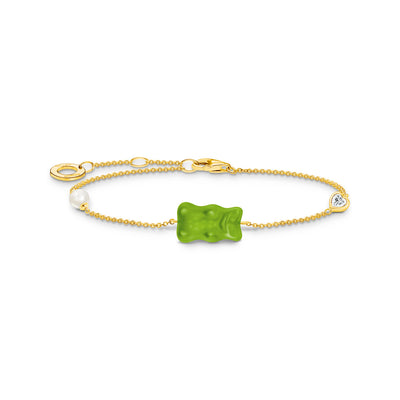 Thomas Sabo Gold Plated Sterling Silver Haribo Apple Green Bear 16-19cm Bracelet