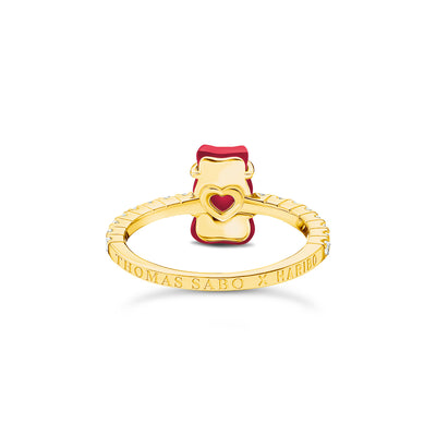Thomas Sabo Gold Plated Sterling Silver Haribo Cubic Zirconia Strawberry Red Bear Ring