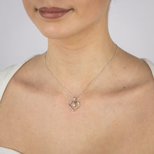Load image into Gallery viewer, Sterling Silver Two Tone Cubic Zirconia Fancy Open Heart Pendant
