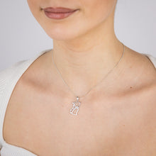 Load image into Gallery viewer, Sterling Silver Rhodium Plated Cubic Zirconia Cat Pendant