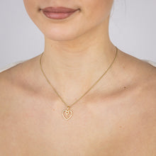 Load image into Gallery viewer, Sterling Silver Gold Plated Cubic Zirconia Key And Heart Pendant