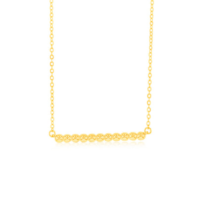 Sterling Silver Gold Plated Beaded Bar Pendant On Chain