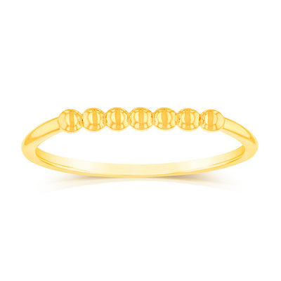 Sterling Silver Gold Plated Beaded Bar Ring