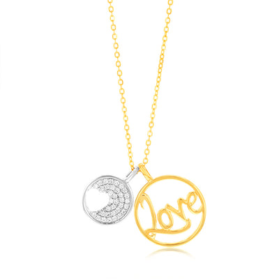 Sterling Silver Gold Plated Cubic Zirconia Heart And 