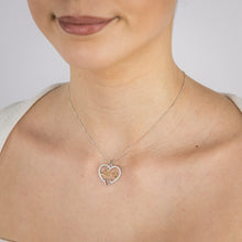 Load image into Gallery viewer, Sterling Silver Two Tone Cubic Zirconia &quot;Love&quot; Heart Pendant