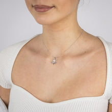 Load image into Gallery viewer, Sterling Silver Rhodium Plated White Shell Pearl Three Leaf Clover Pendant