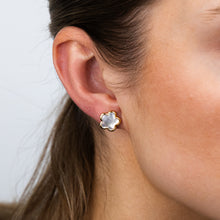 Load image into Gallery viewer, Sterling Silver Gold Plated White Shell Pearl Mismatched Stud Earrings