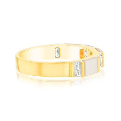 Sterling Silver Gold Plated Cubic Zirconia White Shell Pearl