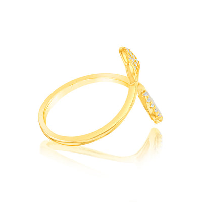 Sterling Silver Gold Plated Cubic Zirconia White Shell Pearl Dolphin Tail Ring