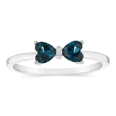 Sterling Silver Rhodium Plated Blue Heart Shaped Cubic Zirconia Ring