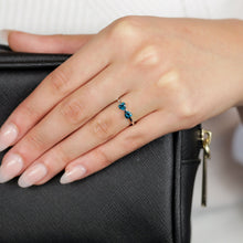 Load image into Gallery viewer, Sterling Silver Rhodium Plated Blue Heart Shaped Cubic Zirconia Ring