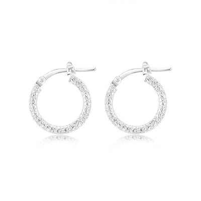 Sterling Silver Patterned 10mm Hoop Earrings