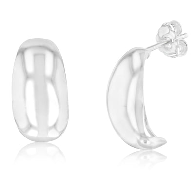 Sterling Silver Polished Half Hoop Stud Earrings