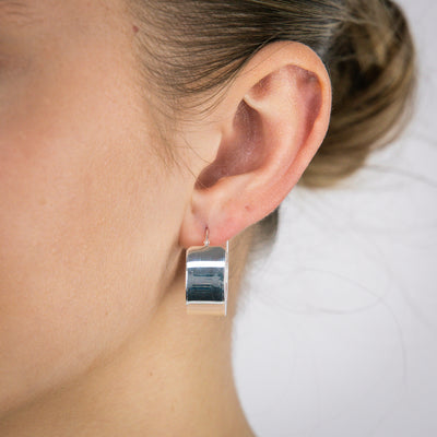 Sterling Silver Polished Broad Hoop Earrings