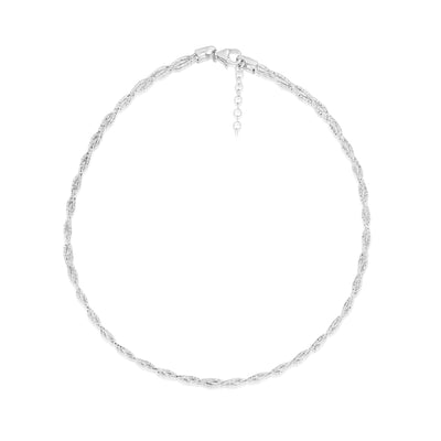 Sterling Silver Rhodium Plated Fancy Braided 42+3cm Chain