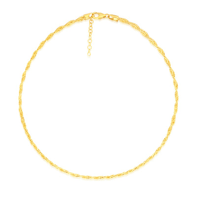 Sterling Silver Gold Plated Fancy Braided 42+3cm Chain