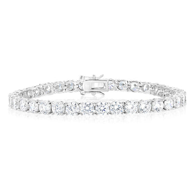 Sterling Silver Rhodium Plated 5mm Cubic Zirconia 18.4cm Bracelet