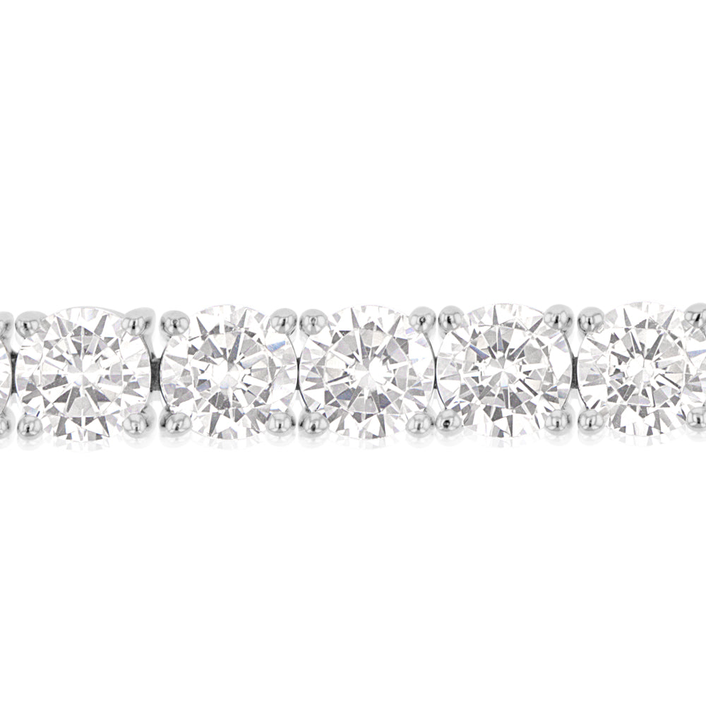 Sterling Silver Rhodium Plated 5mm Cubic Zirconia 18.4cm Bracelet