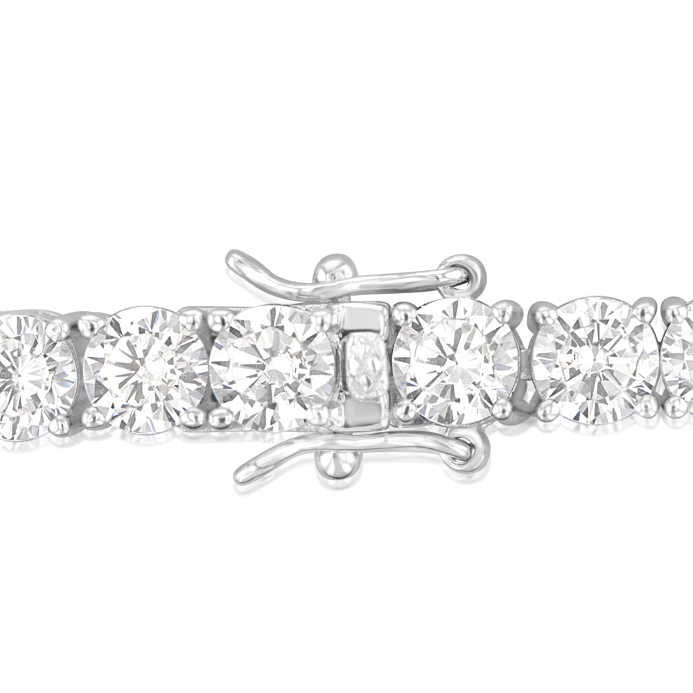 Sterling Silver Rhodium Plated 5mm Cubic Zirconia 18.4cm Bracelet