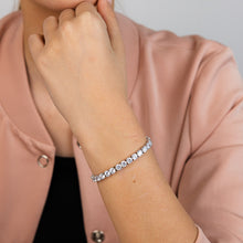 Load image into Gallery viewer, Sterling Silver Rhodium Plated 5mm Cubic Zirconia 18.4cm Bracelet