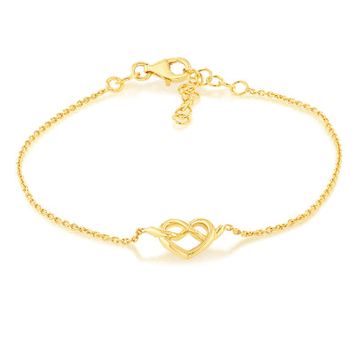 Sterling Silver Gold Plated Angel Wings Heart 17+3cm Bracelet