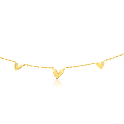 Sterling Silver Gold Plated Heart Charm 45cm Chain