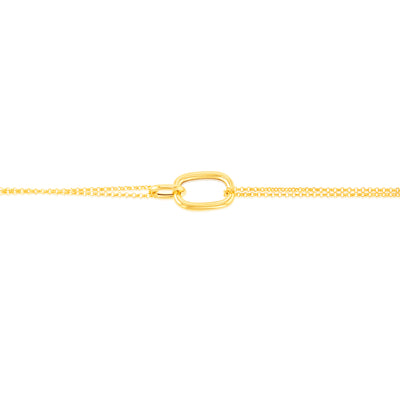 Sterling Silver Gold Plated Plain Link 19.5cm Bracelet