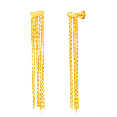 Sterling Silver Gold Plated Tassle Drop Earrings