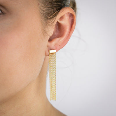Sterling Silver Gold Plated Tassle Drop Earrings