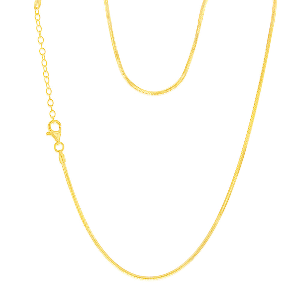 Sterling Silver Gold Plated Diamond Cut Snake 42+5cm Chain