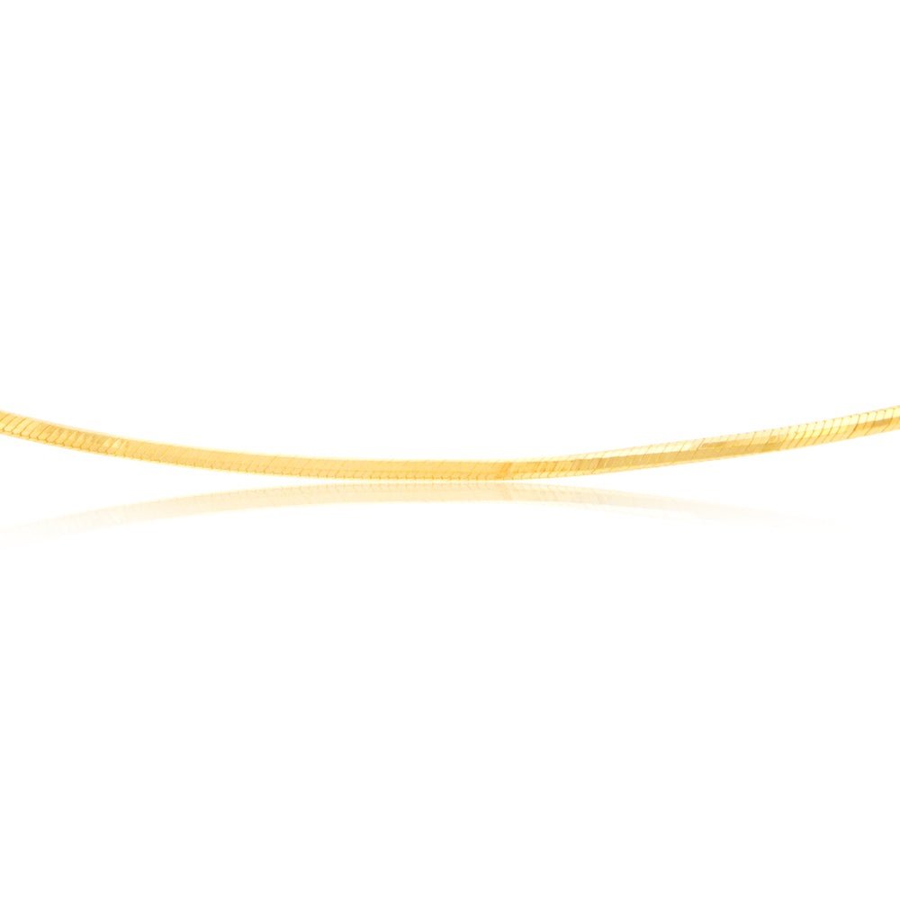 Sterling Silver Gold Plated Diamond Cut Snake 42+5cm Chain