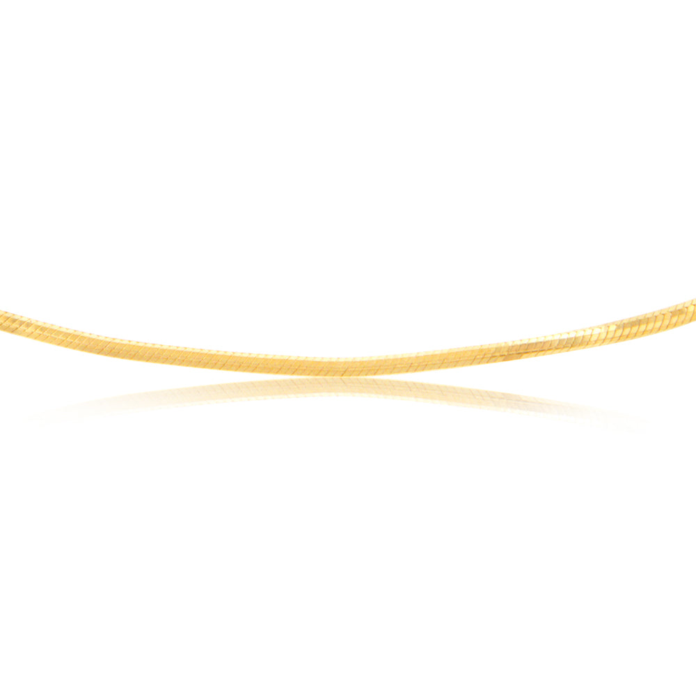Sterling Silver Gold Plated Diamond Cut Snake 42+5cm Chain