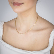 Load image into Gallery viewer, Sterling Silver Gold Plated Diamond Cut Snake 42+5cm Chain