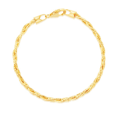 Sterling Silver Gold Plated Fancy Braided 19cm Bracelet