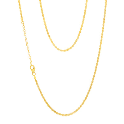 Sterling Silver Gold Plated Rope 50+5cm Chain