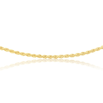 Sterling Silver Gold Plated Rope 50+5cm Chain