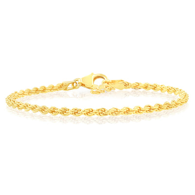 Sterling Silver Gold Plated Rope 50+5cm Chain