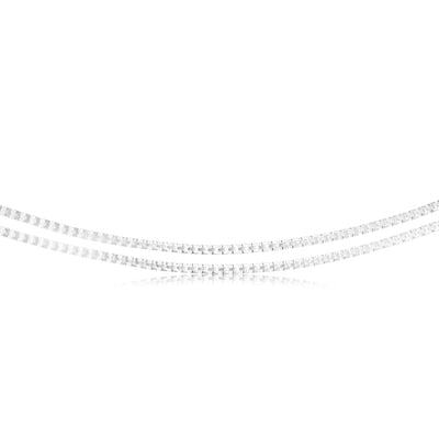 Sterling Silver Stamped Fancy Double Strand 41+5cm Chain