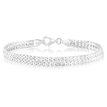 Load image into Gallery viewer, Sterling Silver Stamped Fancy Double Strand 19cm Bracelet